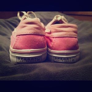 Pink and white Sperry boat shoes 8
